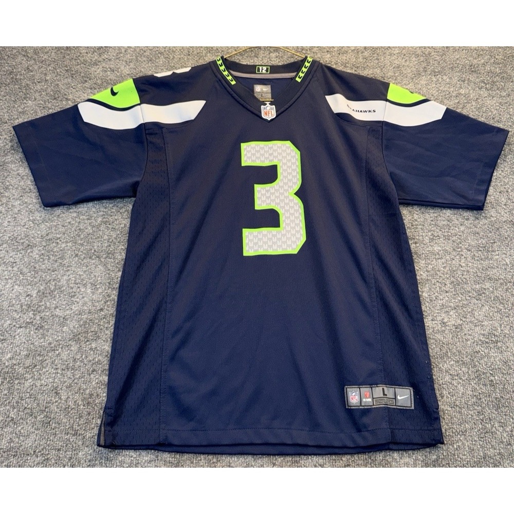 Seattle Seahawks Russell Wilson #3 Nike On Field Jersey Youth L 14-16 Navy NFL